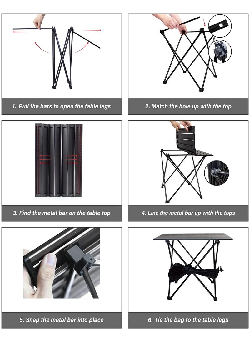 CUBEXELL Portable Camping Table lightweight Outdoor Camping Folding Table  for Camping, Hiking, Backpacking, Picnic, Beach, BBQ Black 57 cm *  41 cm* 40 cm - Image 5